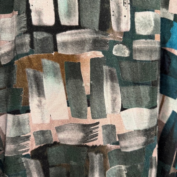 Salaam Abstract Print Tunic Top 3/4 Sleeve Scoop Neck Artsy Made in USA S Boho - Picture 4 of 11